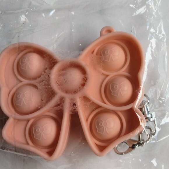 Butterfly Pop It Fidget Keychain Toy Pink Sensory Relief Stress Ball Keyring - Picture 3 of 5